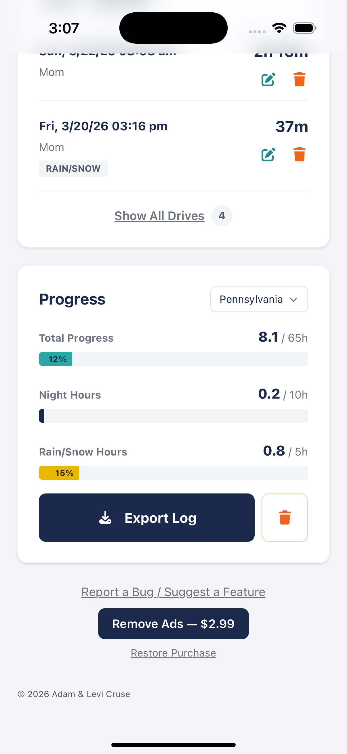 Progress screen